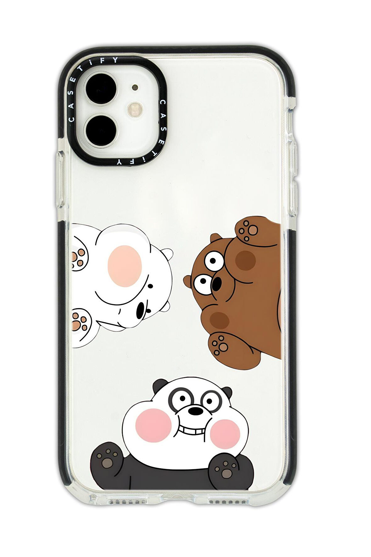 iPhone 11 Uyumlu Casetify Cute Animals Desenli Anti Shock Premium Silikonlu Siyah Kenar Detaylı Telefon Kılıfı