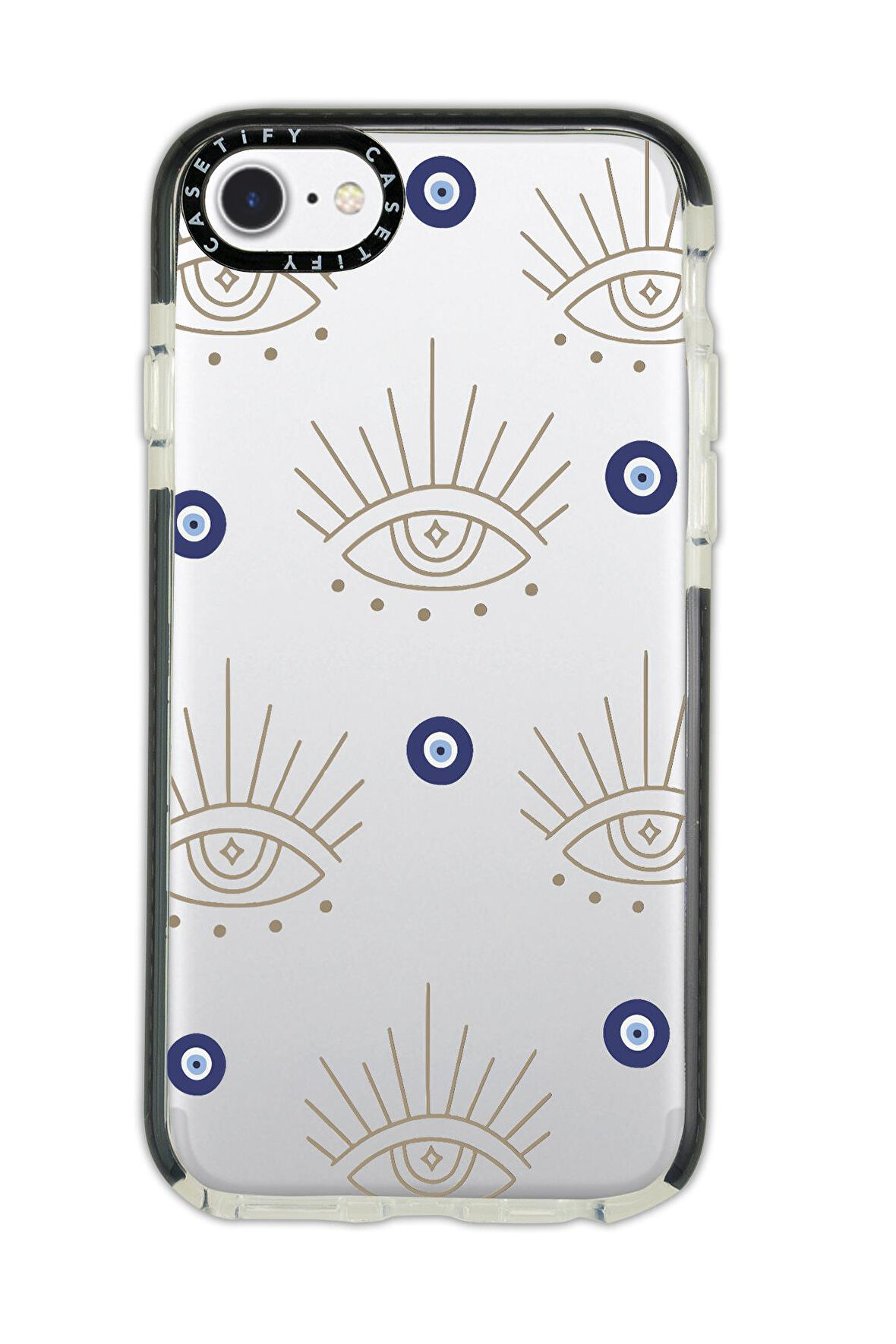 iPhone 6 Uyumlu Casetify Evil Eye Desenli Anti Shock Premium Silikonlu Siyah Kenar Detaylı Telefon Kılıfı