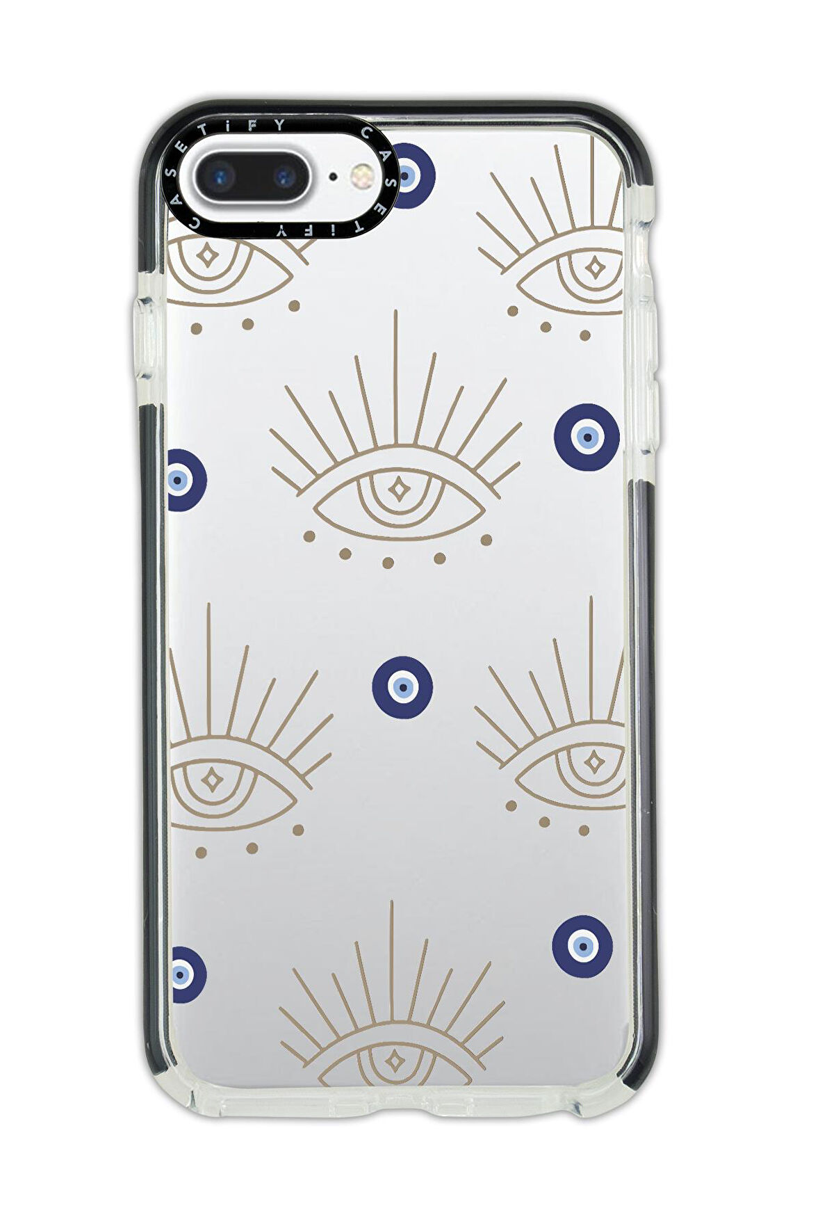 iPhone 7 Plus Uyumlu Casetify Evil Eye Desenli Anti Shock Premium Silikonlu Siyah Kenar Detaylı Telefon Kılıfı