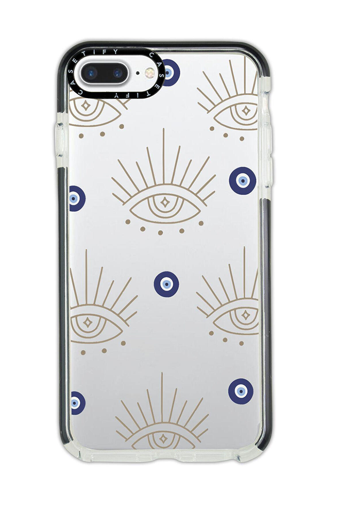 iPhone 8 Plus Uyumlu Casetify Evil Eye Desenli Anti Shock Premium Silikonlu Siyah Kenar Detaylı Telefon Kılıfı