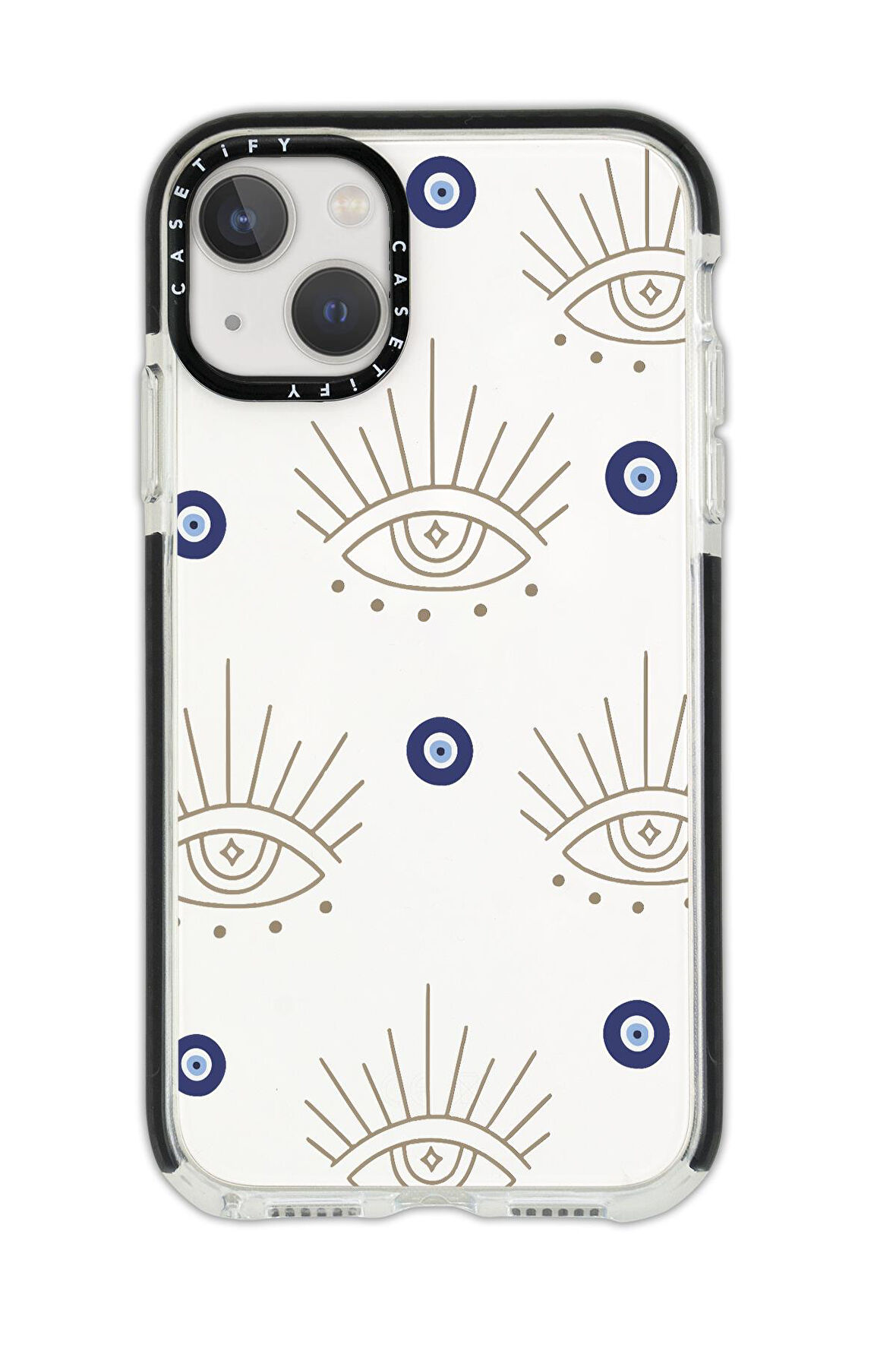 iPhone 14 Pro Uyumlu Casetify Evil Eye Desenli Anti Shock Premium Silikonlu Siyah Kenar Detaylı Telefon Kılıfı