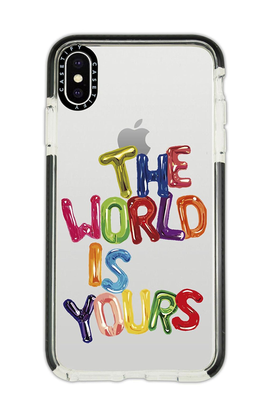 iPhone X Casetify The World Is Yours Desenli Anti Shock Premium Silikonlu Siyah Kenar Detaylı Telefon Kılıfı
