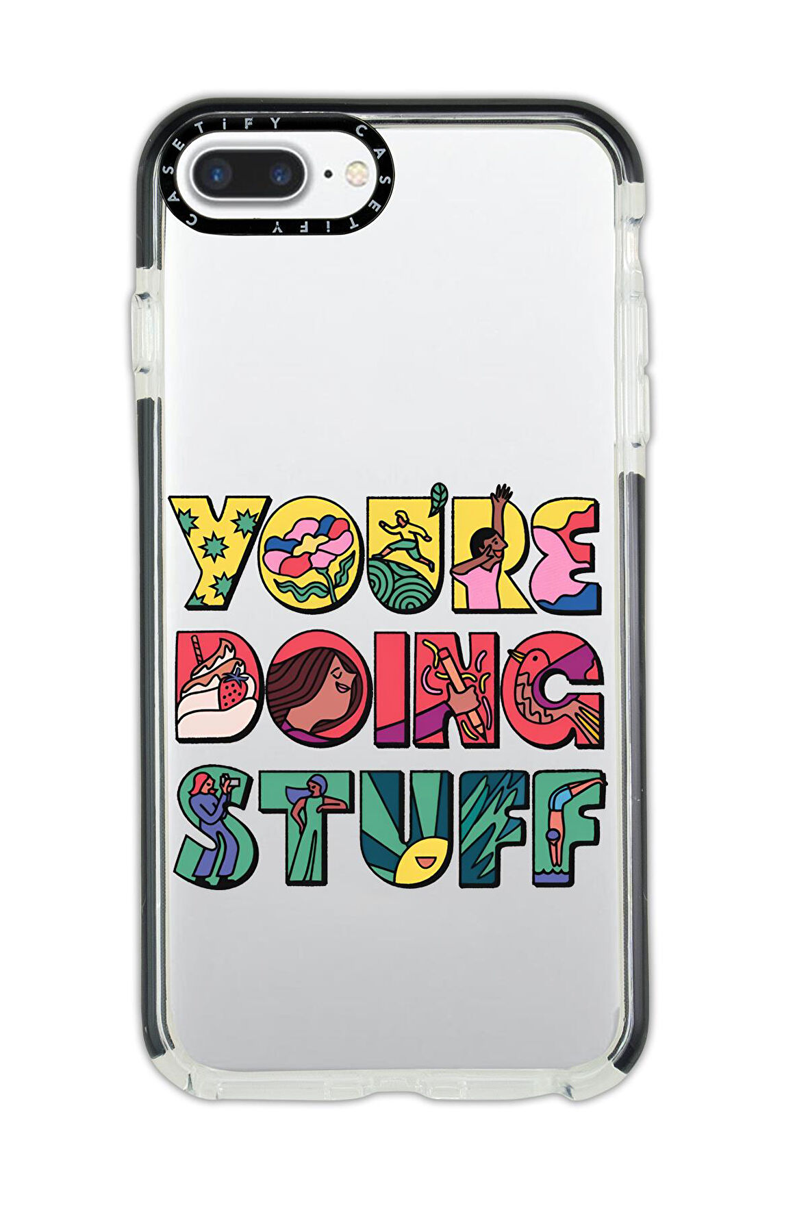 iPhone 6 Plus Uyumlu Casetify Youre Doing Stuff Desenli Anti Shock Premium Silikonlu Siyah Kenar Detaylı Telefon Kılıfı