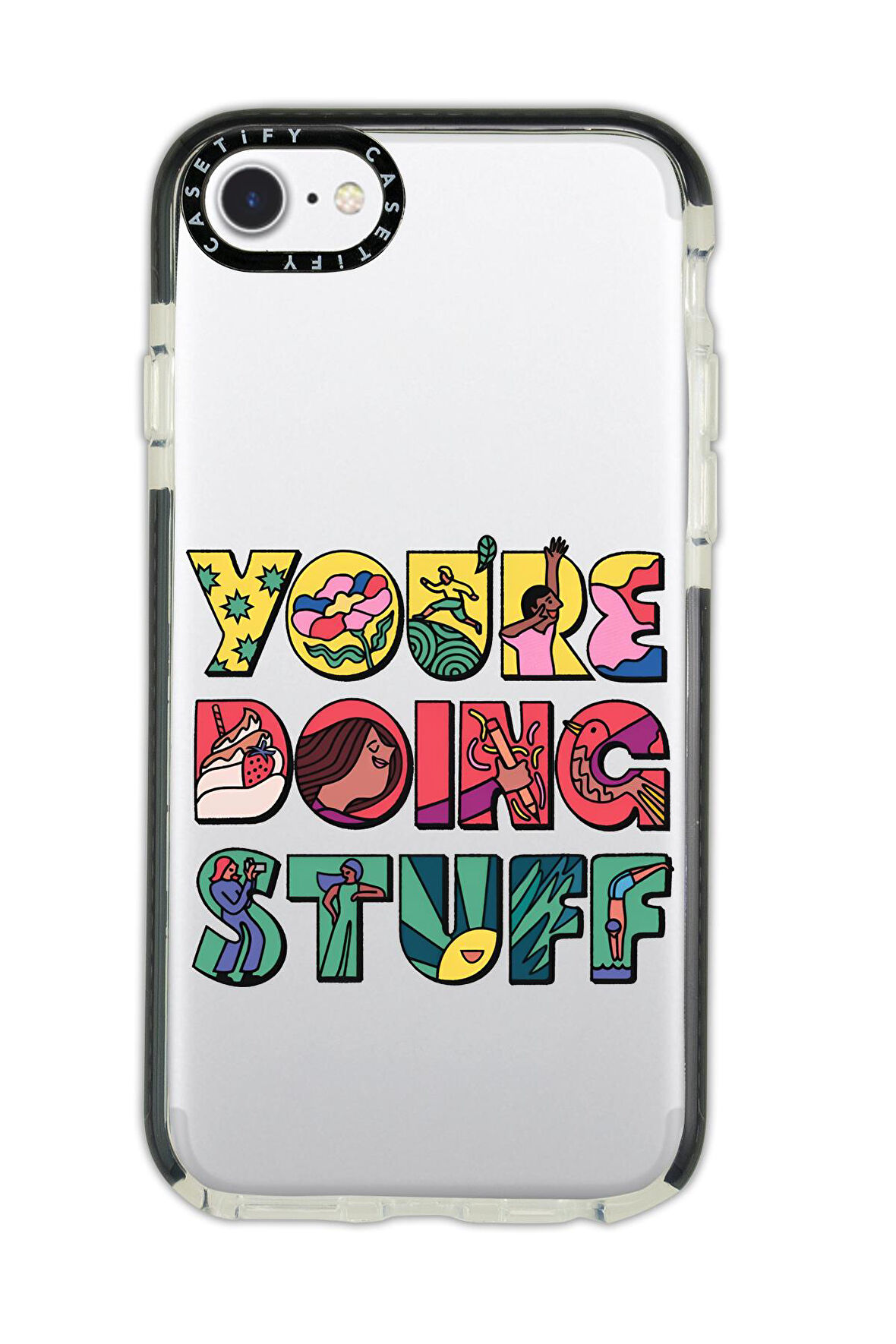 iPhone 6S Uyumlu Casetify Youre Doing Stuff Desenli Anti Shock Premium Silikonlu Siyah Kenar Detaylı Telefon Kılıfı