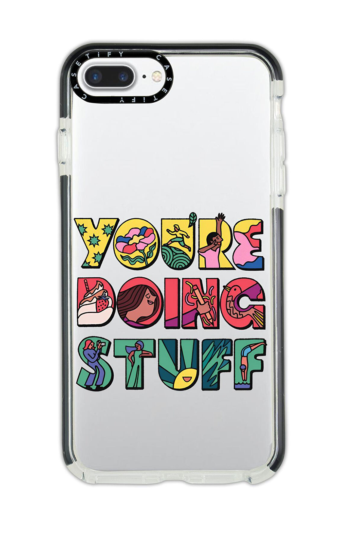 iPhone 7 Plus Uyumlu Casetify Youre Doing Stuff Desenli Anti Shock Premium Silikonlu Siyah Kenar Detaylı Telefon Kılıfı