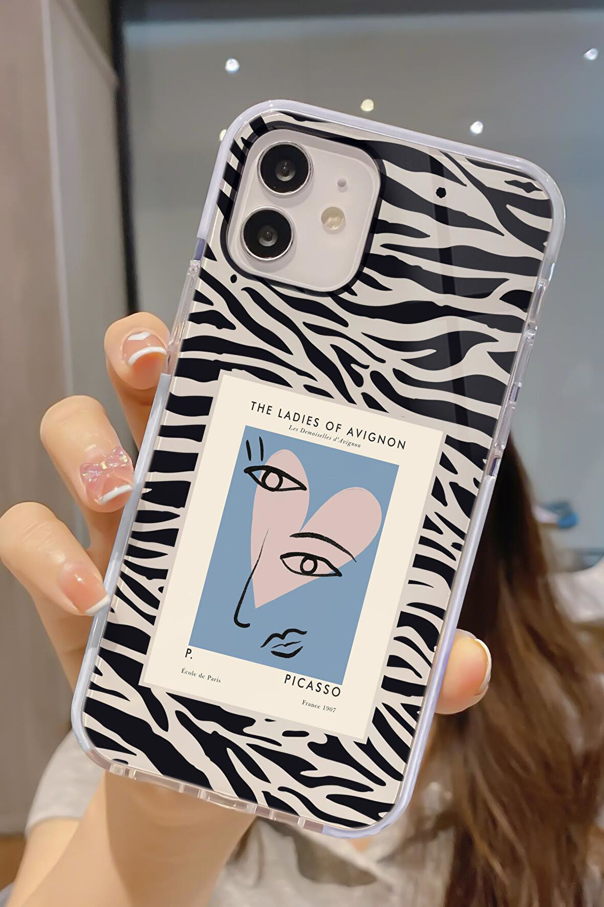 iPhone 12 Pro Uyumlu Picasso Desenli Candy Bumper Darbe Emici Silikonlu Telefon Kılıfı