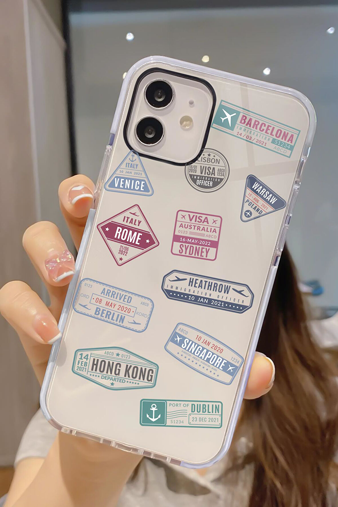 iPhone 12 Uyumlu Seyehat Pulu Candy Bumper Darbe Emici Silikonlu Telefon Kılıfı