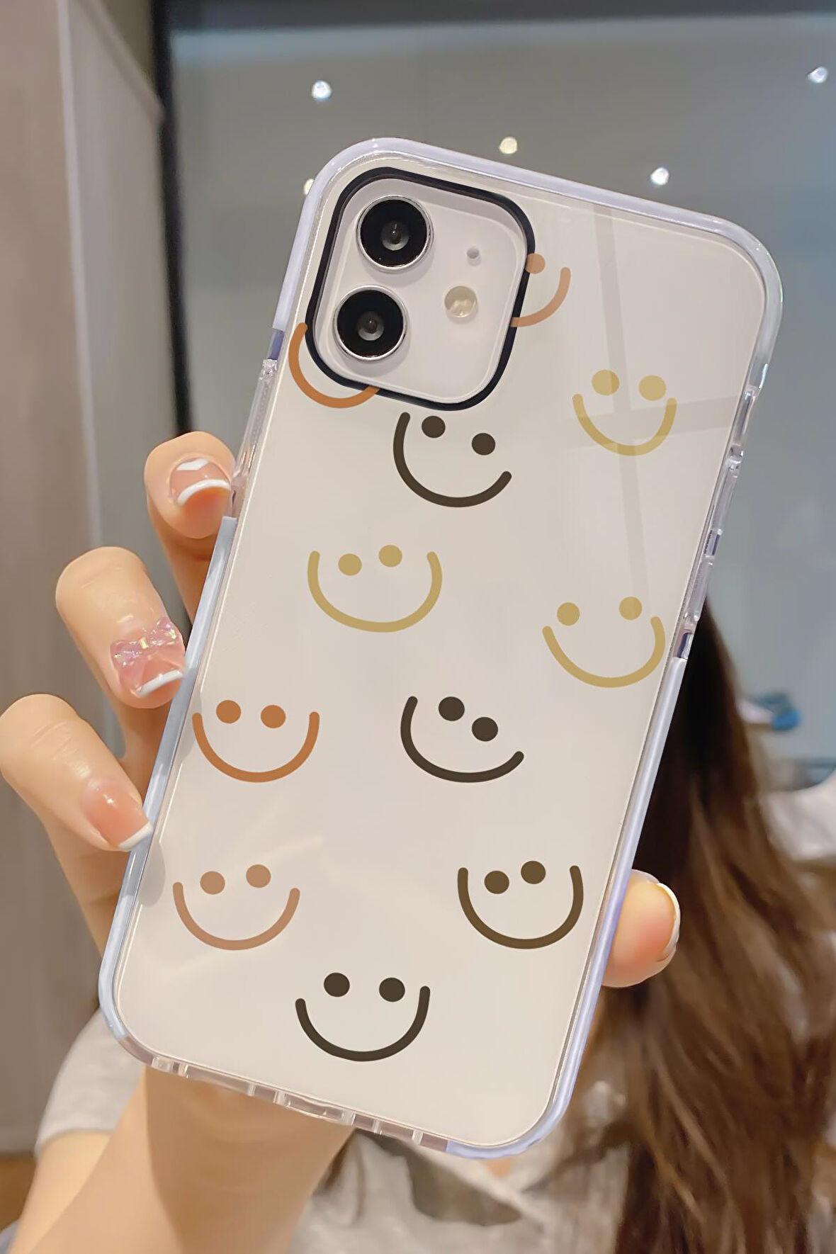 iPhone 12 Pro Uyumlu Smile Desenli Candy Bumper Darbe Emici Silikonlu Telefon Kılıfı