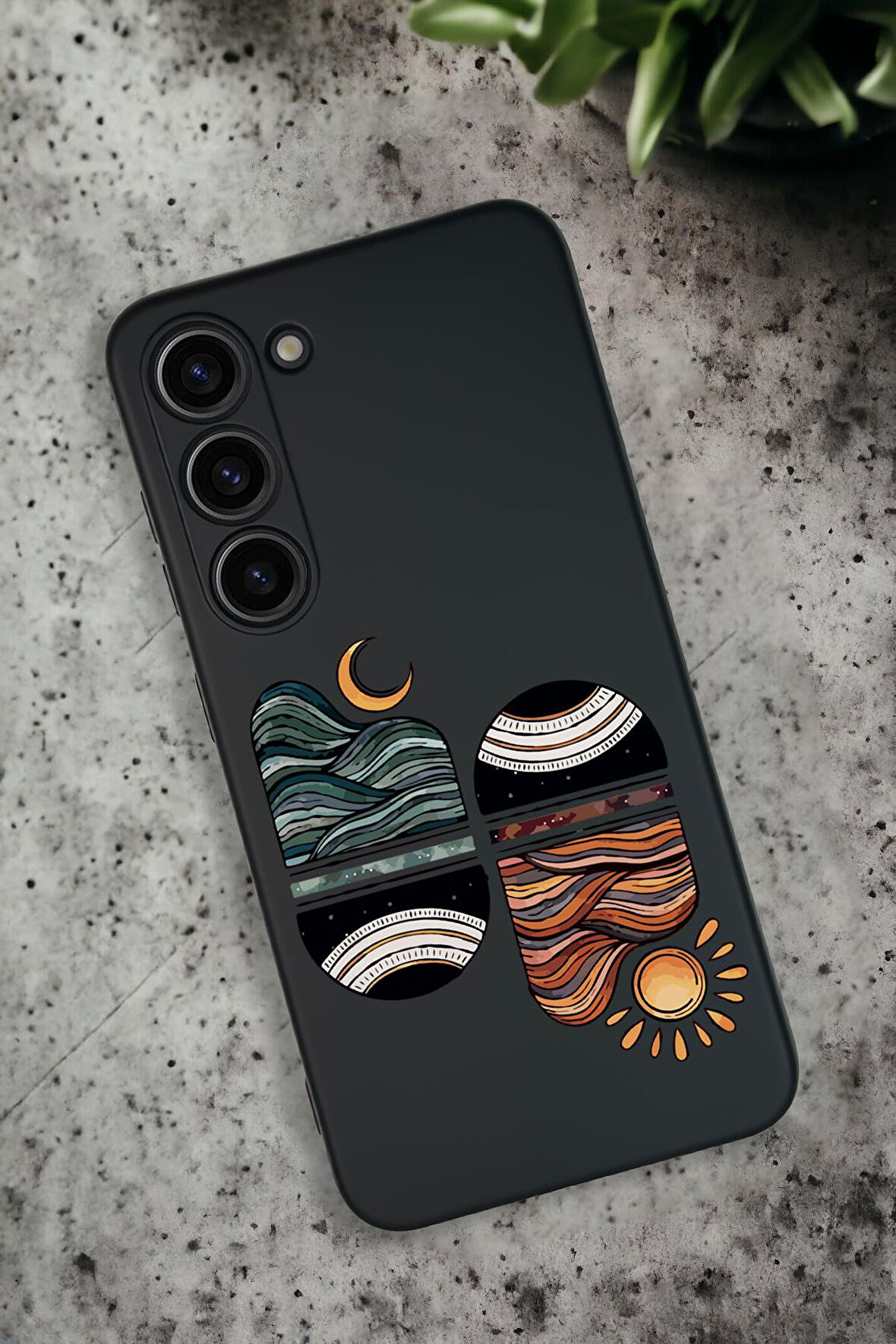 Samsung Galaxy S23 Uyumlu Sunset Wave Desenli Premium Silikonlu Lansman Telefon Kılıfı