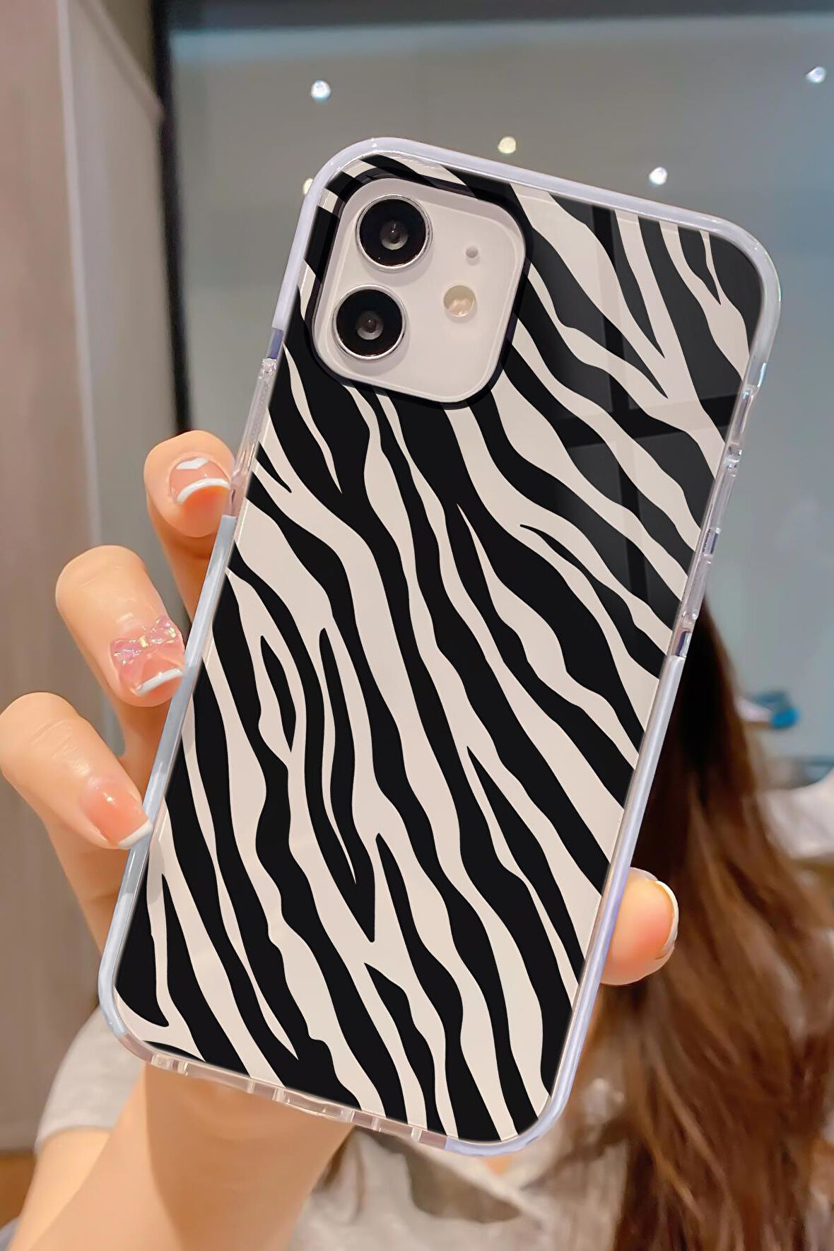iPhone 12 Pro Uyumlu Zebra Pattern Candy Bumper Darbe Emici Silikonlu Telefon Kılıfı