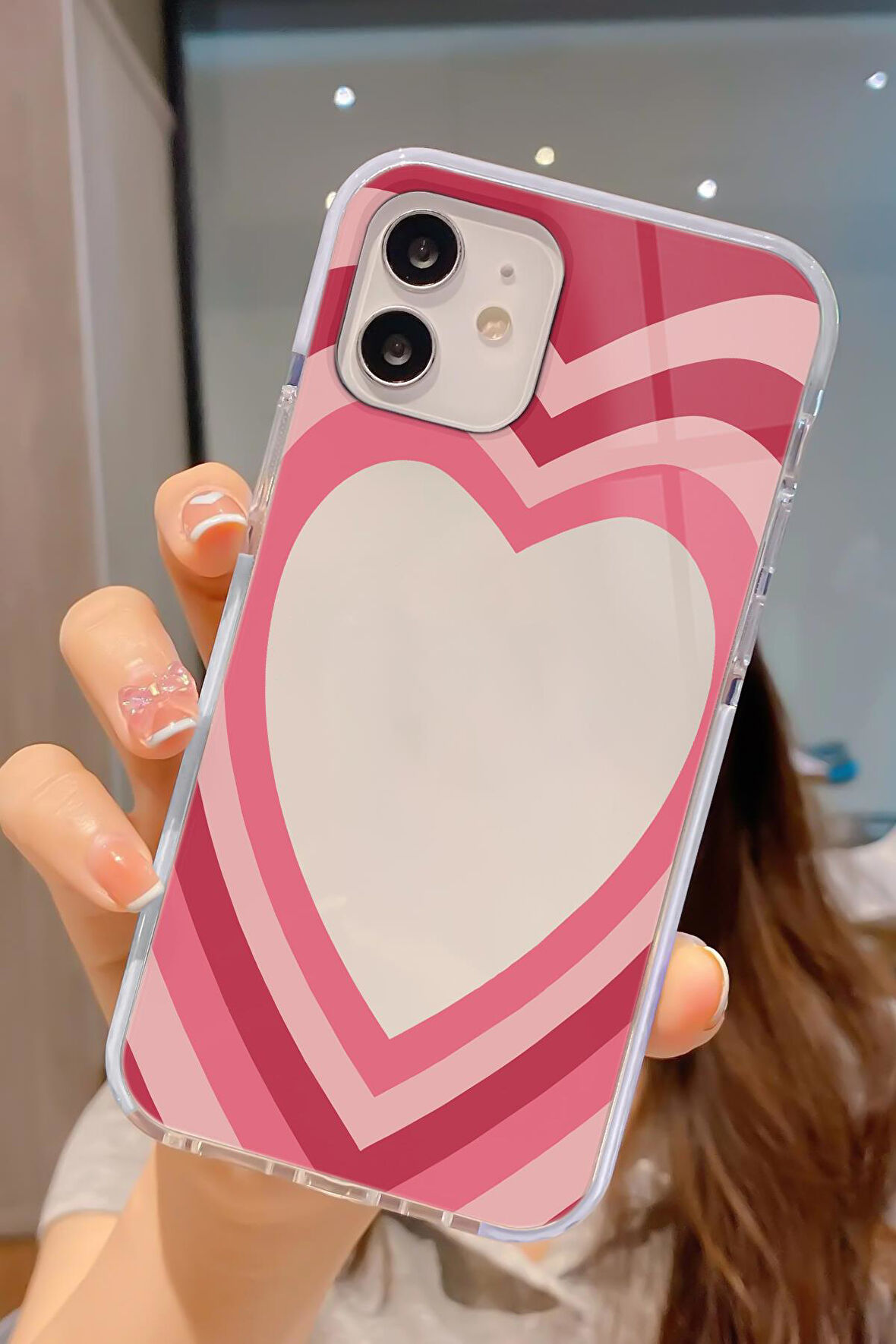 iPhone 12 Pro Uyumlu Kalp Desenli Candy Bumper Darbe Emici Silikonlu Telefon Kılıfı