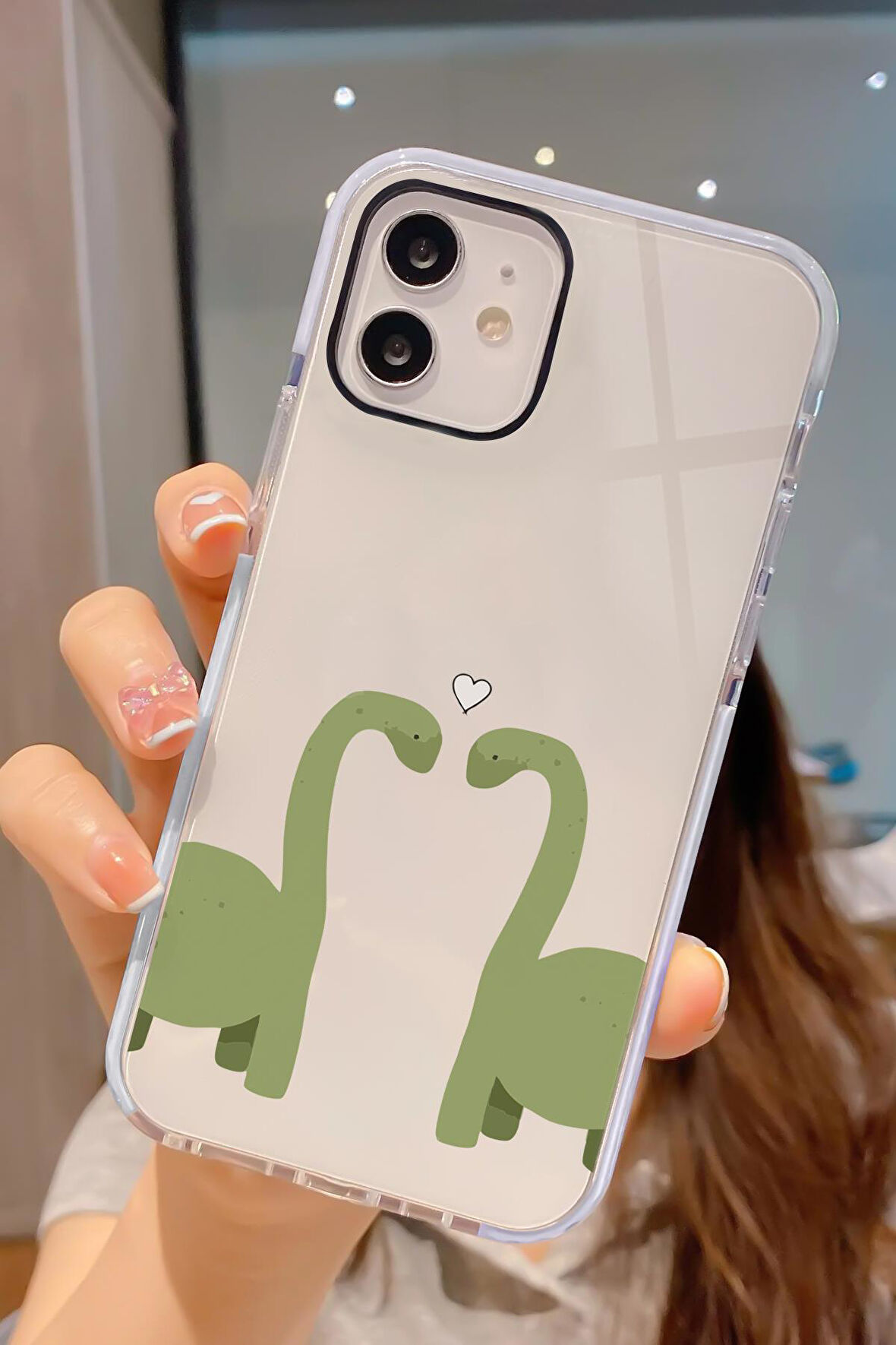 iPhone 12 Pro Uyumlu Dinazorlar Desenli Candy Bumper Darbe Emici Silikonlu Telefon Kılıfı