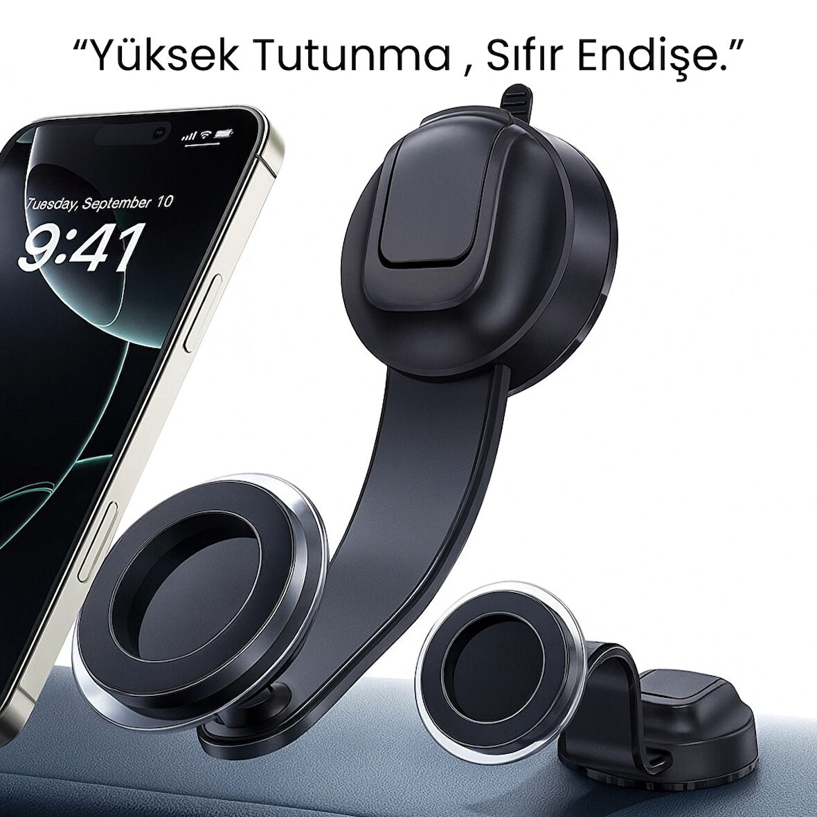 MagSafe Uyumlu Araç İçi Telefon Tutucu – Vakum Kilitli, Güçlü Manyetik, 360° Döner Esnek Tasarım