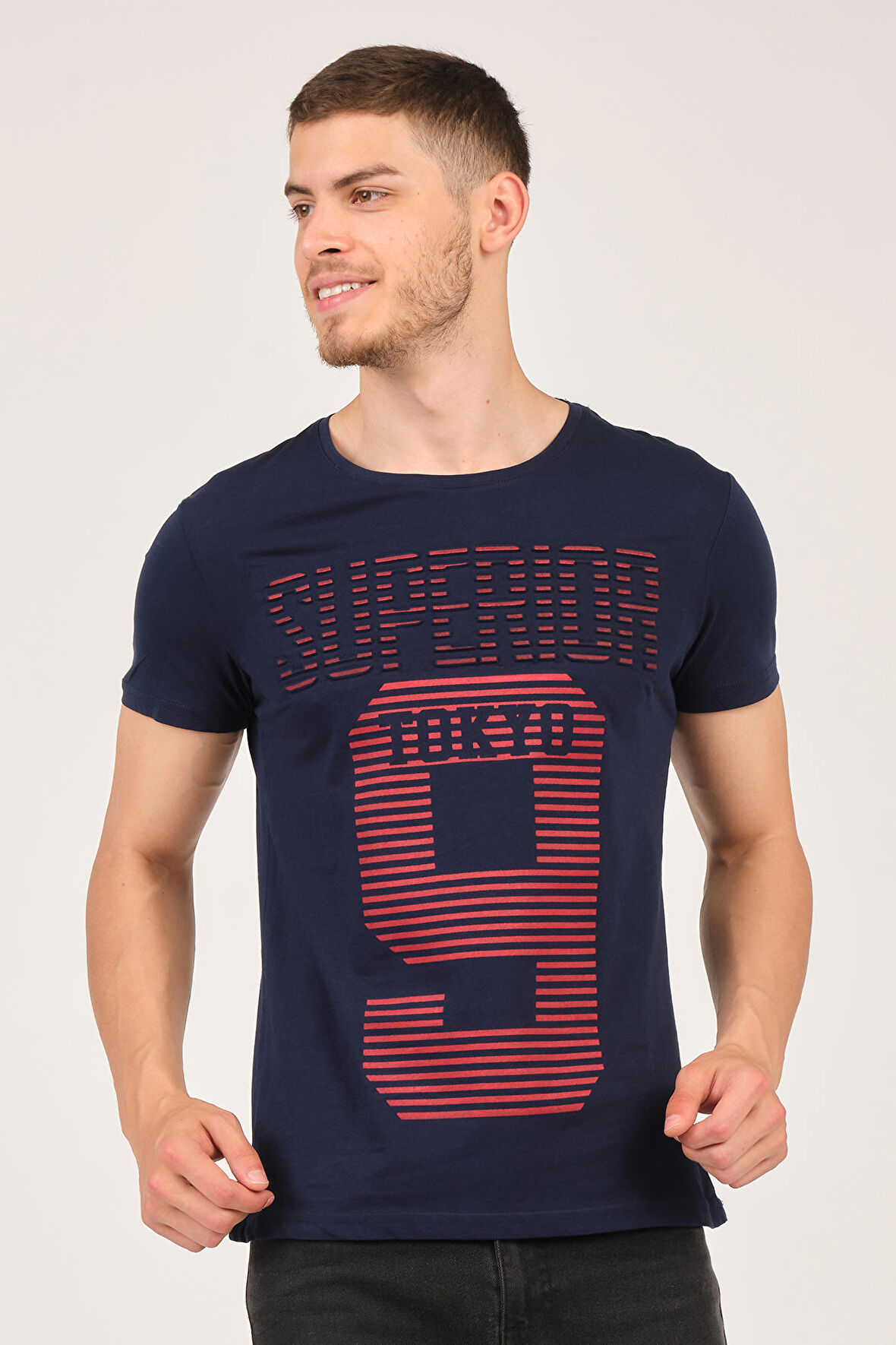 Mascarano %100 Pamuklu Kabartma Baskılı Bisiklet Yaka Erkek T-Shirt