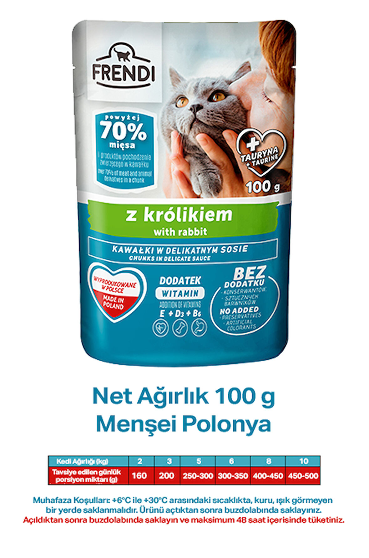 Petlovebutik Frendi Tavşanlı  Lezzetli Soslu 100gr* 15 ADET  Kedi Yaş Maması