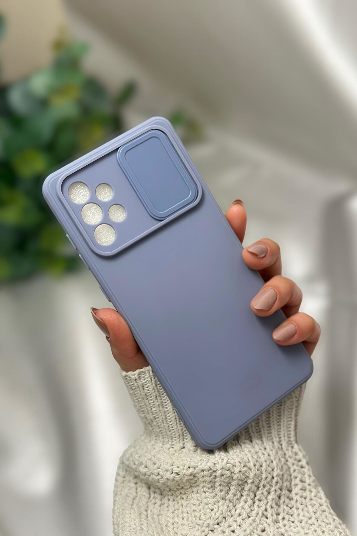Samsung A72 Uyumlu Kamera Koruma Slider Kapaklı Silikonlu Telefon Kılıfı