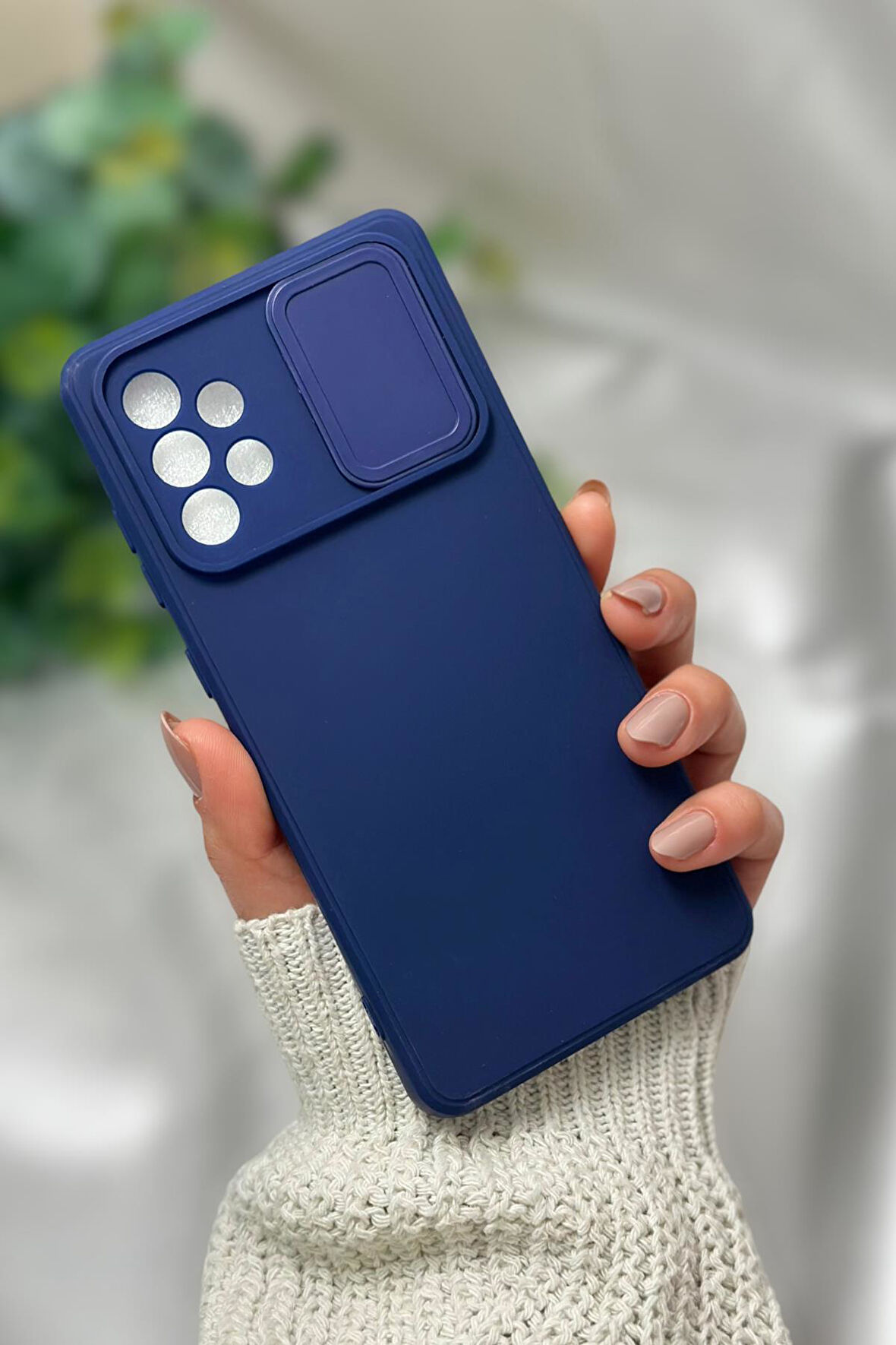 Samsung A72 Uyumlu Kamera Koruma Slider Kapaklı Silikonlu Telefon Kılıfı