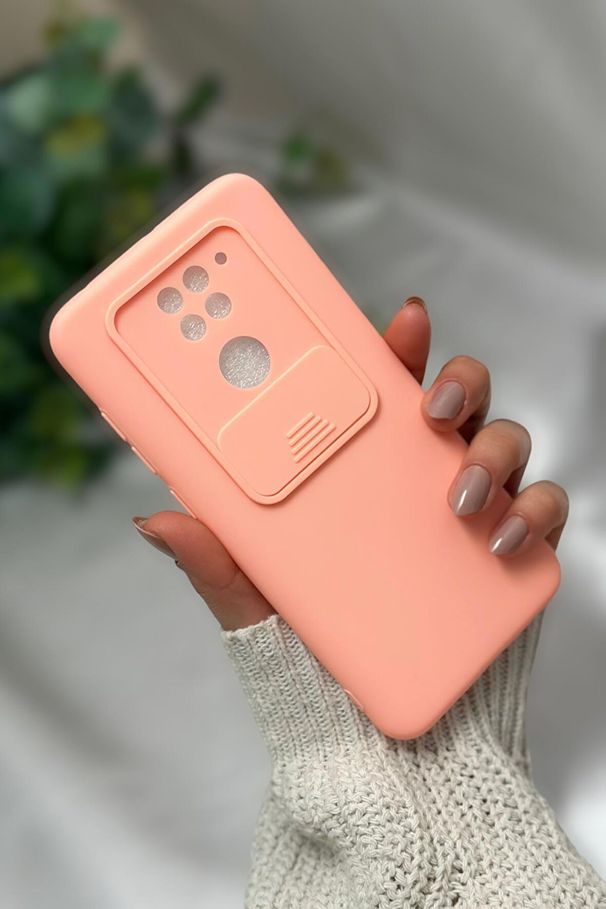 Xiaomi Redmi Note 9 Uyumlu Kamera Koruma Slider Kapaklı Silikonlu Telefon Kılıfı