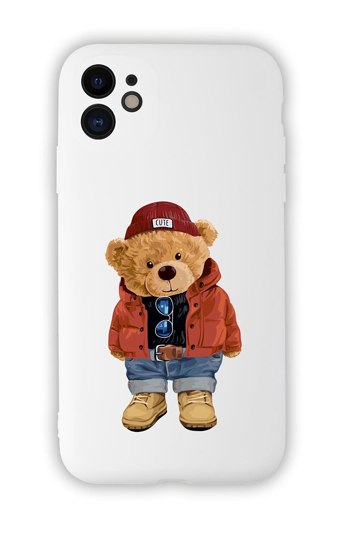 iPhone 11 Uyumlu Teddy Bear Desenli Kamera Korumalı Lansman Kılıf Premium Silikonlu MC90
