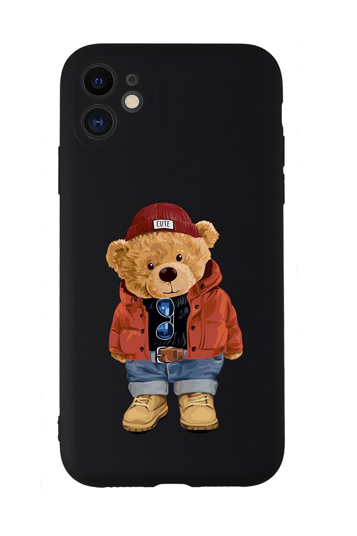 iPhone 11 Uyumlu Teddy Bear Desenli Kamera Korumalı Lansman Kılıf Premium Silikonlu MC90
