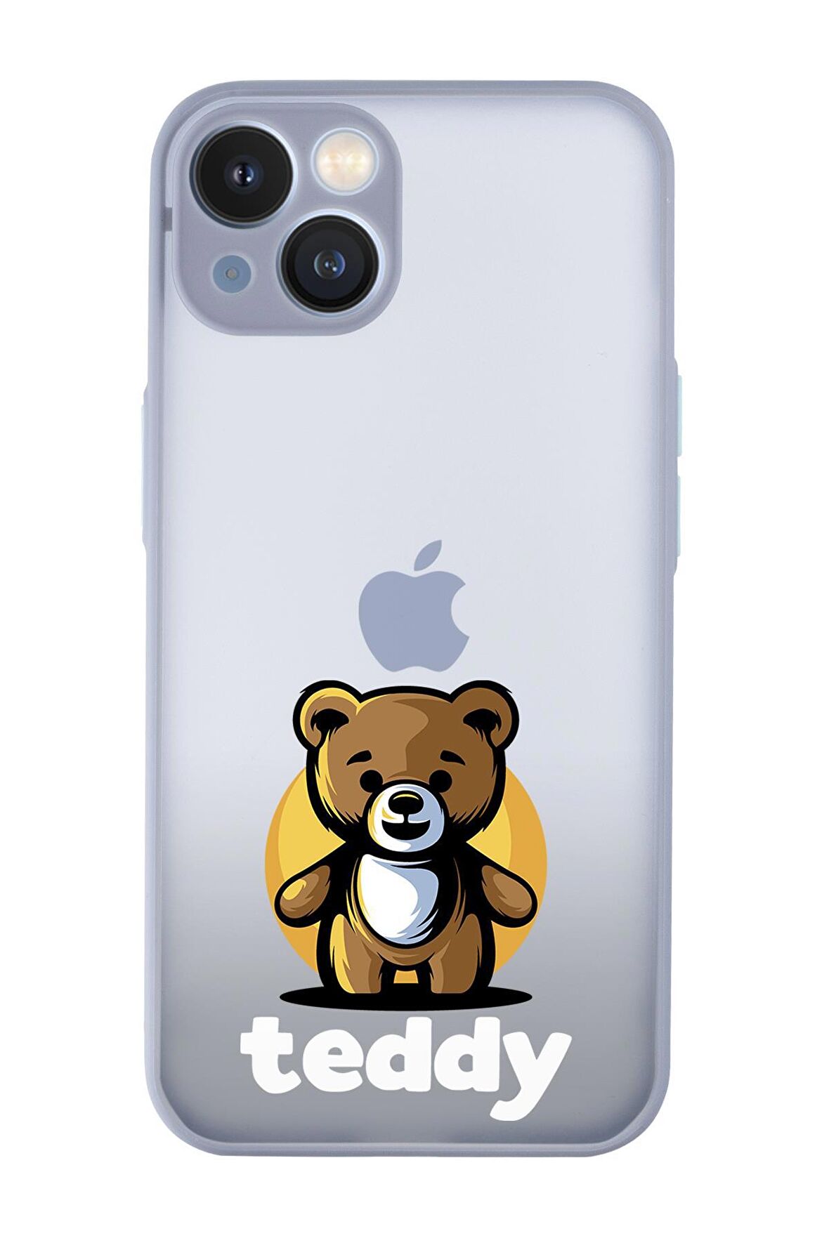 iPhone 13 Uyumlu Teddy Desenli Kamera Korumalı Buzlu Şeffaf Lüx Telefon Kılıfı