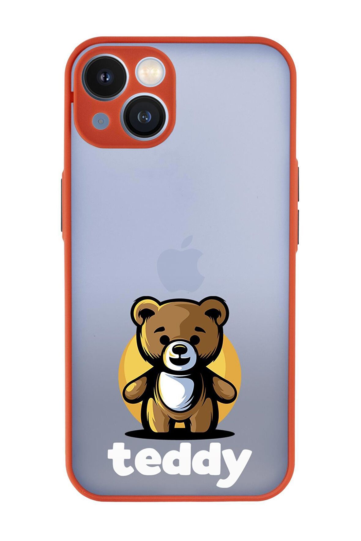 iPhone 13 Uyumlu Teddy Desenli Kamera Korumalı Buzlu Şeffaf Lüx Telefon Kılıfı