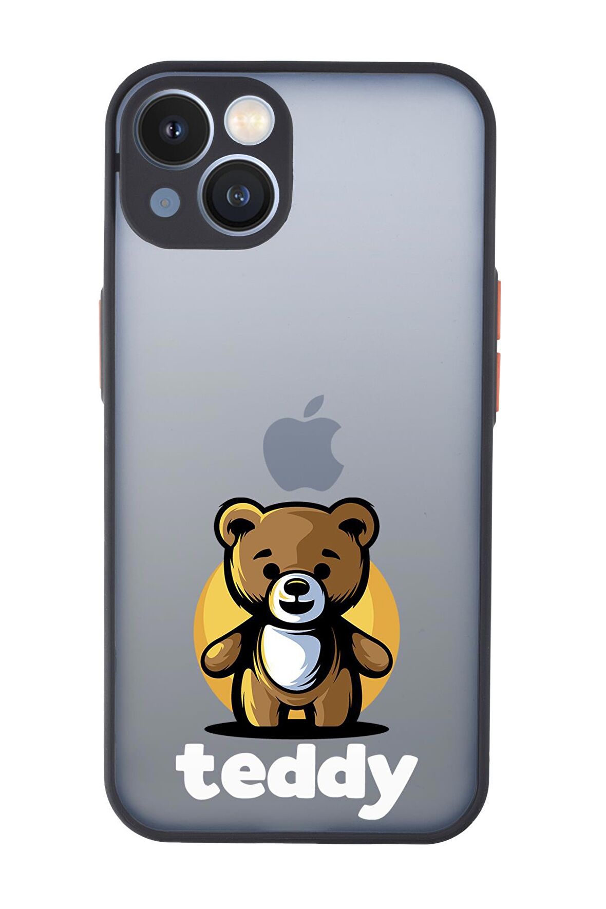 iPhone 13 Uyumlu Teddy Desenli Kamera Korumalı Buzlu Şeffaf Lüx Telefon Kılıfı