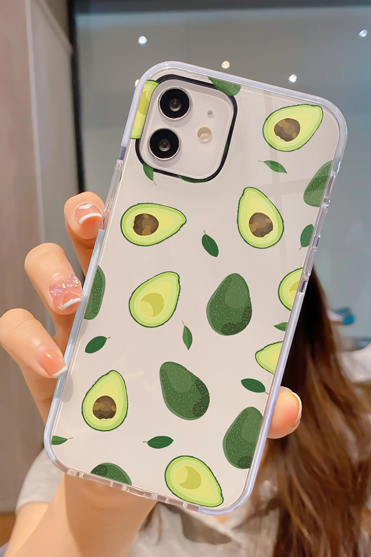 iPhone 12 Pro Uyumlu Avokado Desenli Candy Bumper Darbe Emici Silikonlu Telefon Kılıfı