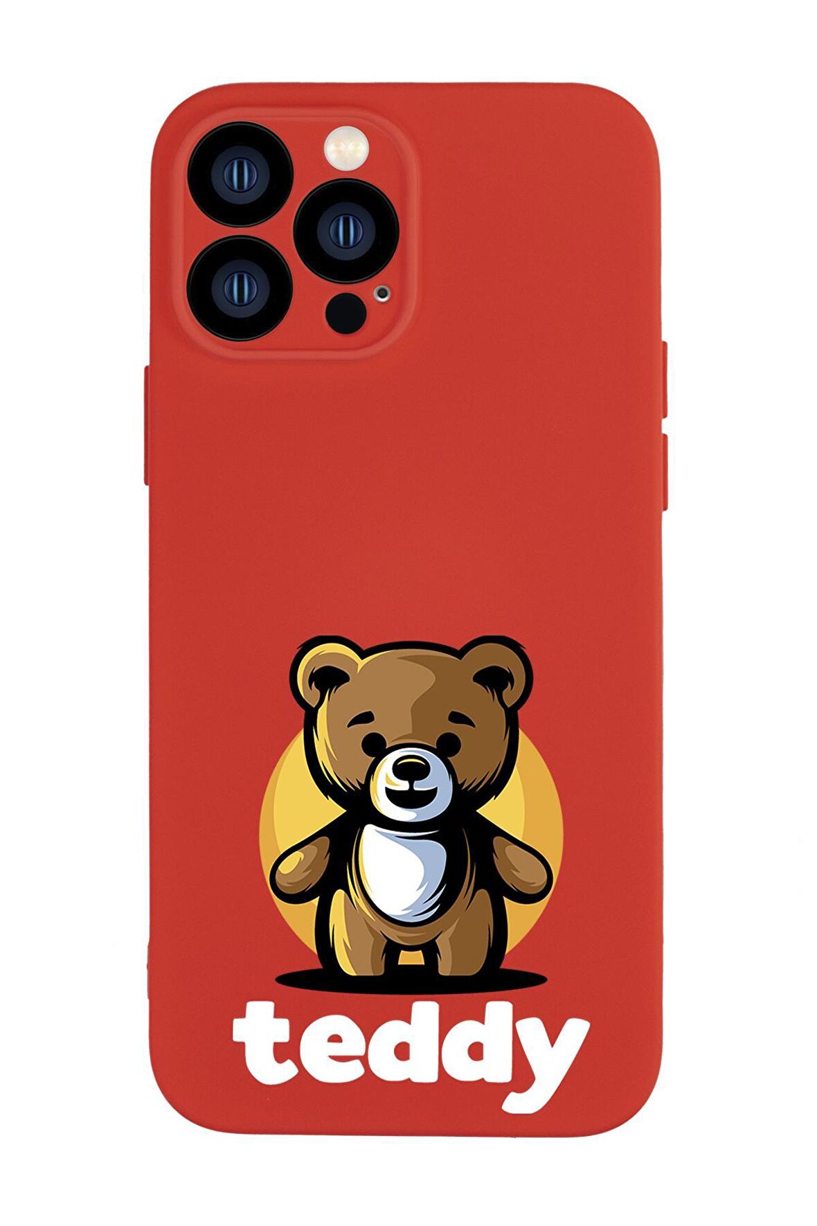 iPhone 13 Pro Uyumlu Teddy Desenli Kamera Lens Korumalı Darbe Emici Silikonlu Lansman Kılıf