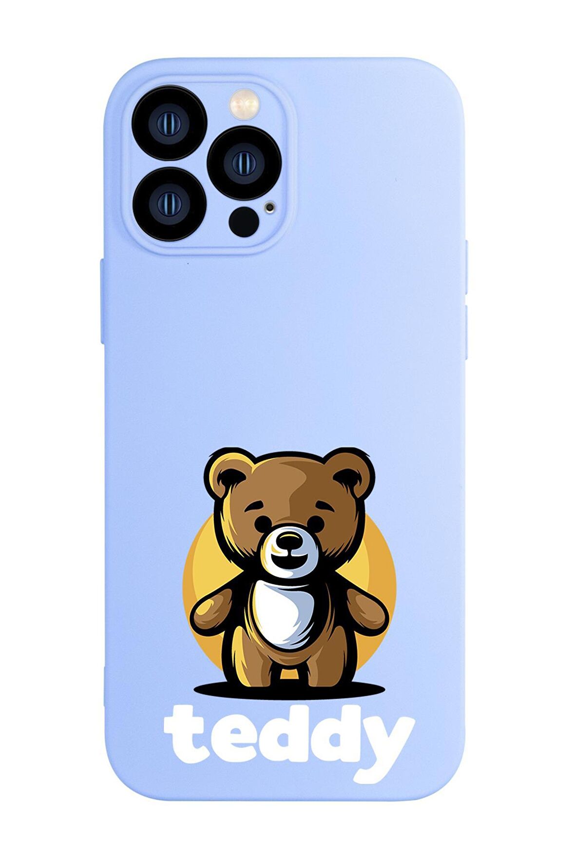 iPhone 13 Pro Uyumlu Teddy Desenli Kamera Lens Korumalı Darbe Emici Silikonlu Lansman Kılıf