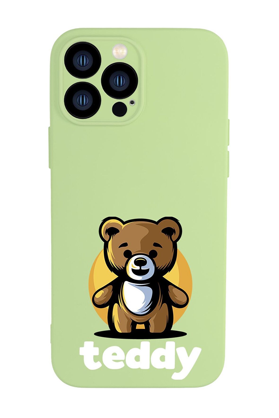 iPhone 13 Pro Uyumlu Teddy Desenli Kamera Lens Korumalı Darbe Emici Silikonlu Lansman Kılıf