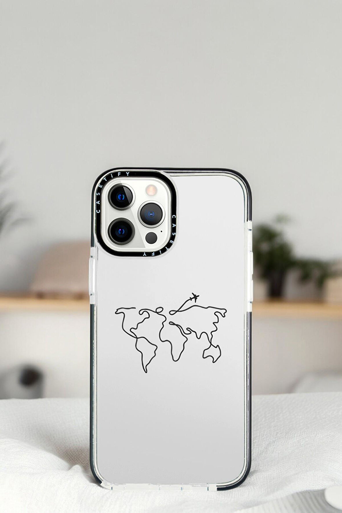 iPhone 13 Pro Dünya Harita Rota Desenli Casetify Darbe Emci Silikonlu Telefon Kılıfı