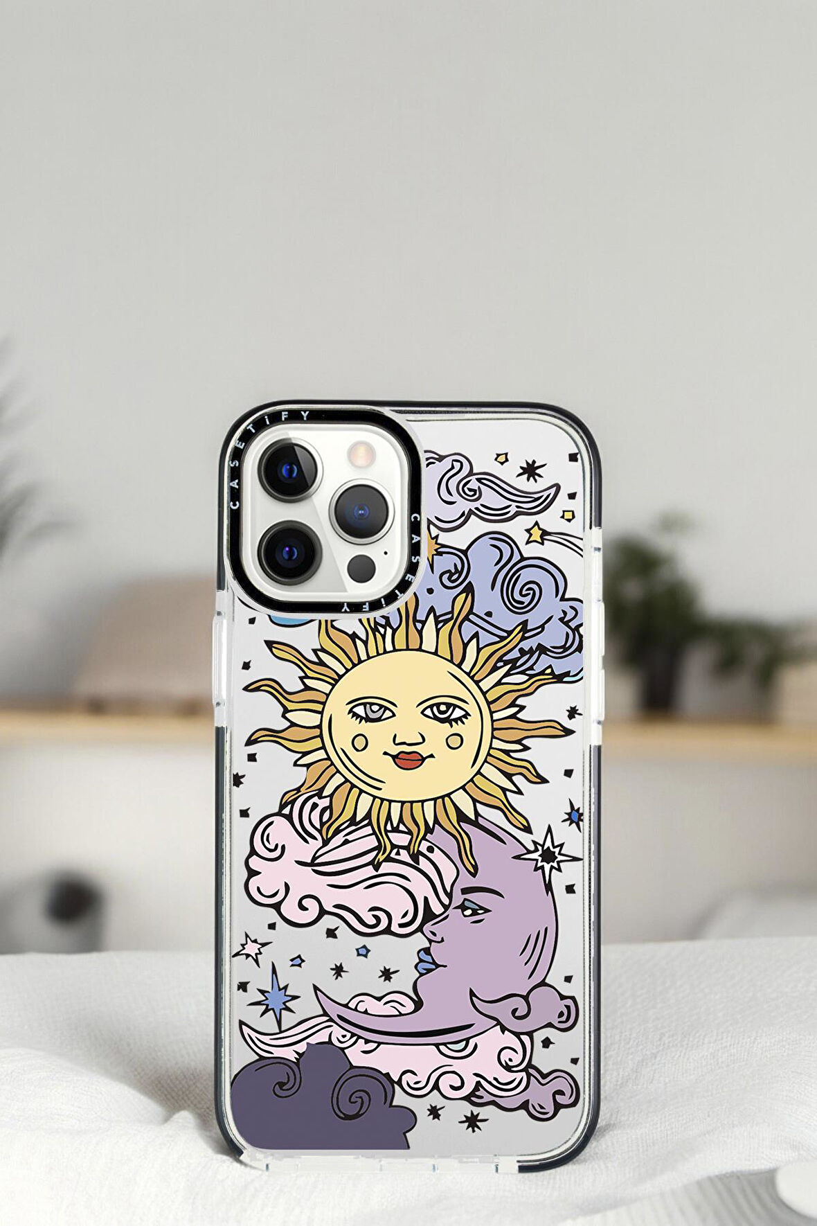iPhone 13 Pro Güneş Ay Desenli Casetify Darbe Emci Silikonlu Telefon Kılıfı