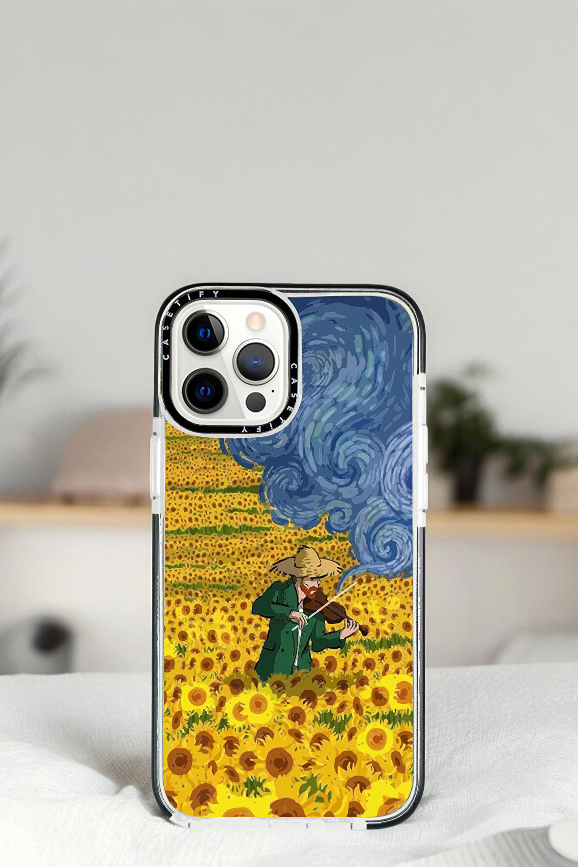 iPhone 13 Pro Sarı Çiçekler Desenli Casetify Darbe Emci Silikonlu Telefon Kılıfı