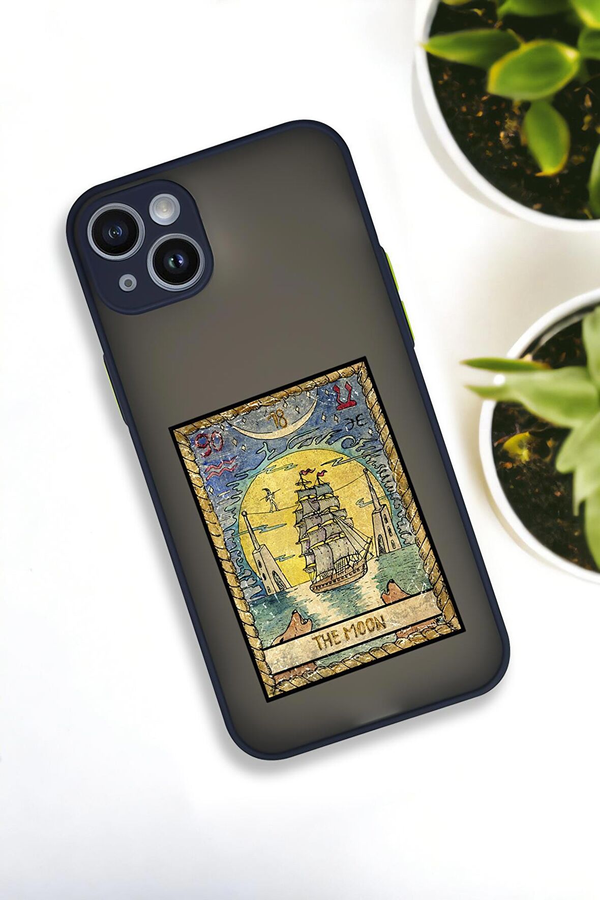 iPhone 13 Uyumlu The Moon Desenli Buzlu Şeffaf Lüx Telefon Kılıfı