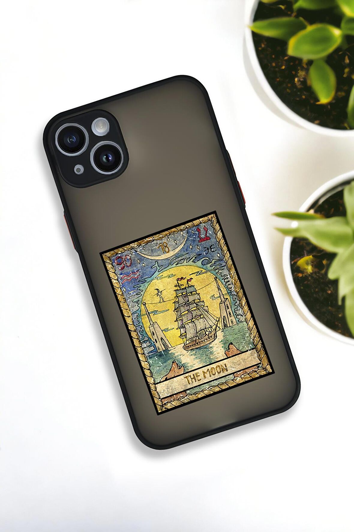 iPhone 13 Uyumlu The Moon Desenli Buzlu Şeffaf Lüx Telefon Kılıfı