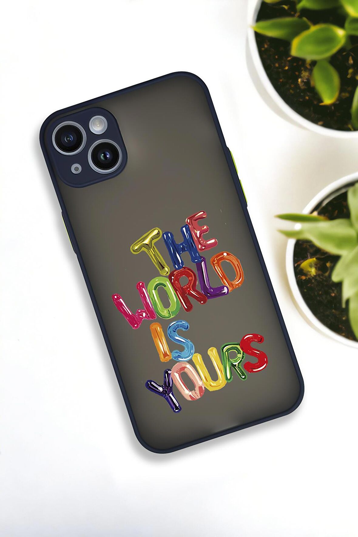 iPhone 13 Uyumlu The World Desenli Buzlu Şeffaf Lüx Telefon Kılıfı