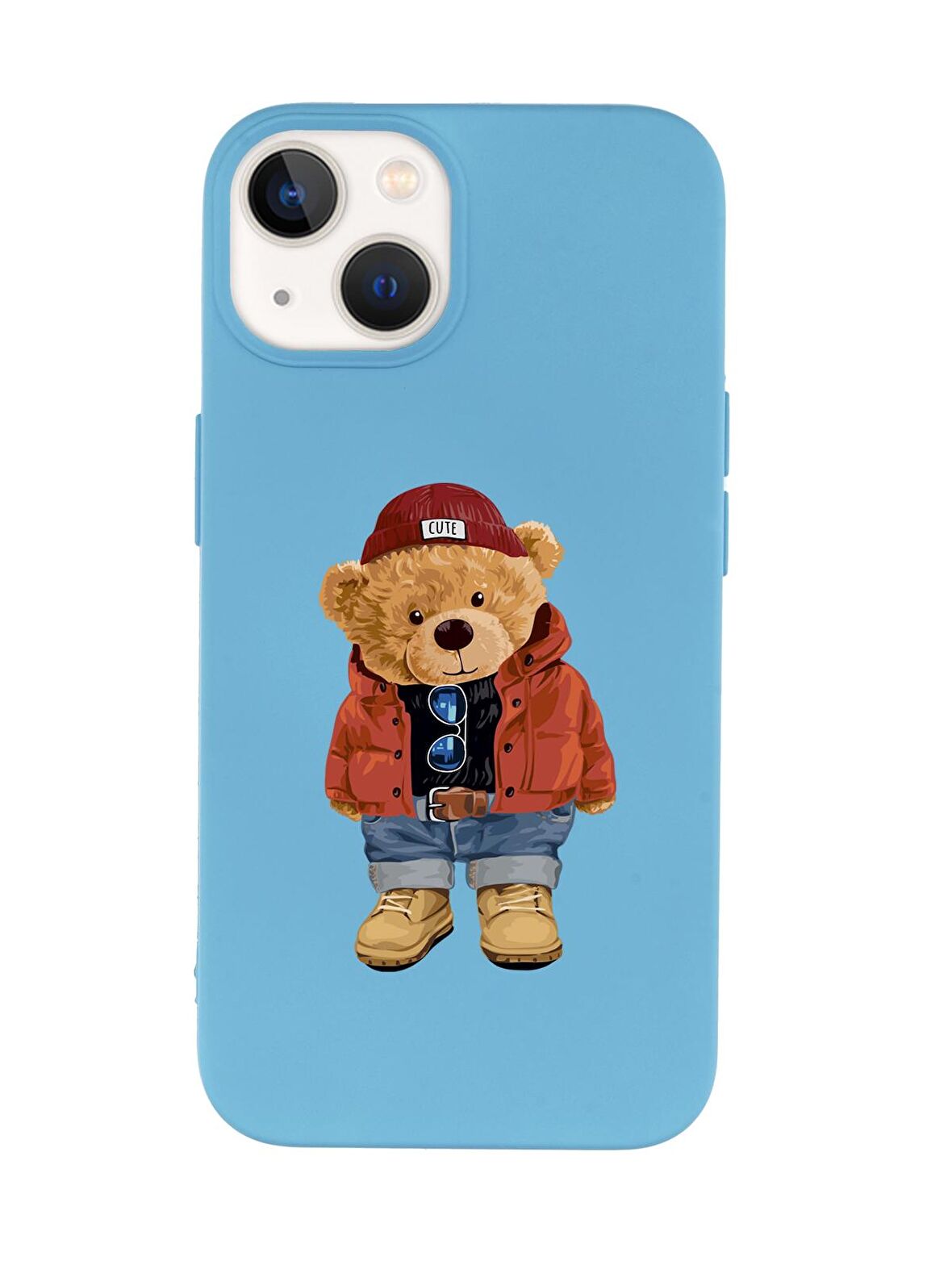 iPhone 14 Uyumlu Teddy Bear Desenli Premium Silikonlu Lansman Telefon Kılıfı