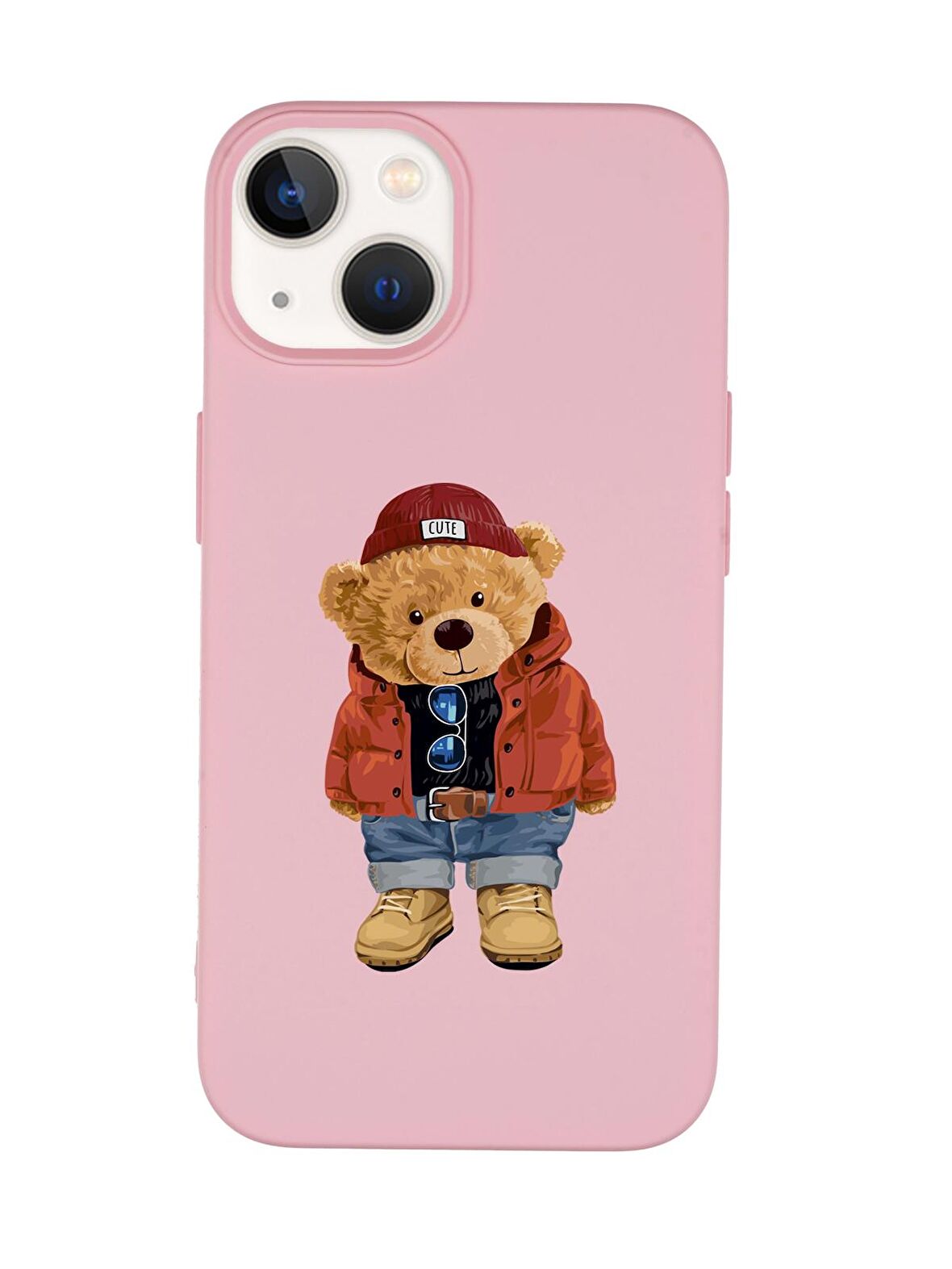 iPhone 14 Uyumlu Teddy Bear Desenli Premium Silikonlu Lansman Telefon Kılıfı