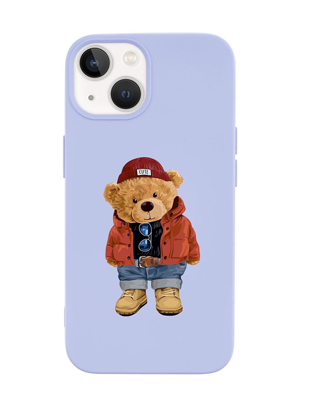 iPhone 14 Plus Uyumlu Teddy Bear Desenli Premium Silikonlu Lansman Telefon Kılıfı