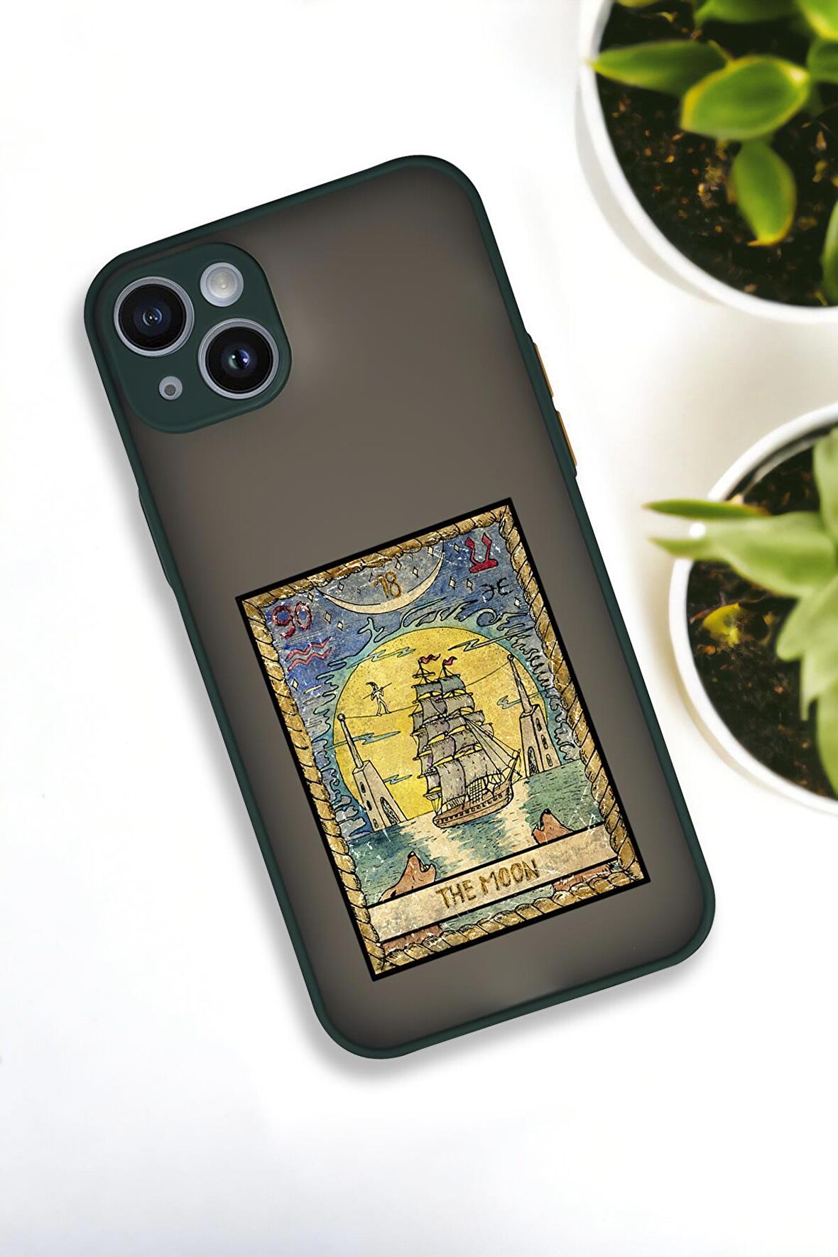 iPhone 14 Plus Uyumlu The Moon Desenli Buzlu Şeffaf Lüx Telefon Kılıfı