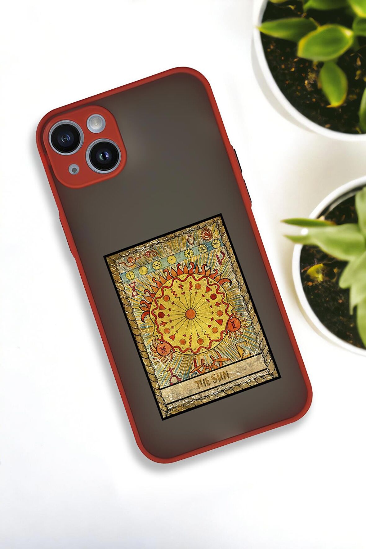 iPhone 14 Plus Uyumlu The Sun Deer Desenli Buzlu Şeffaf Lüx Telefon Kılıfı
