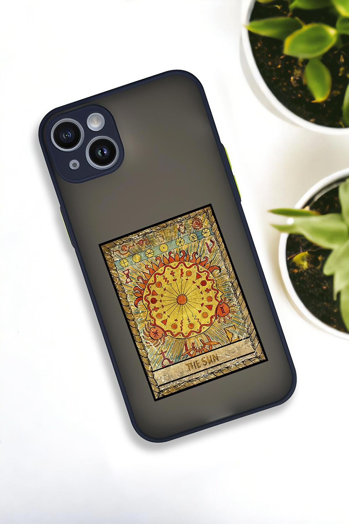 iPhone 14 Plus Uyumlu The Sun Deer Desenli Buzlu Şeffaf Lüx Telefon Kılıfı