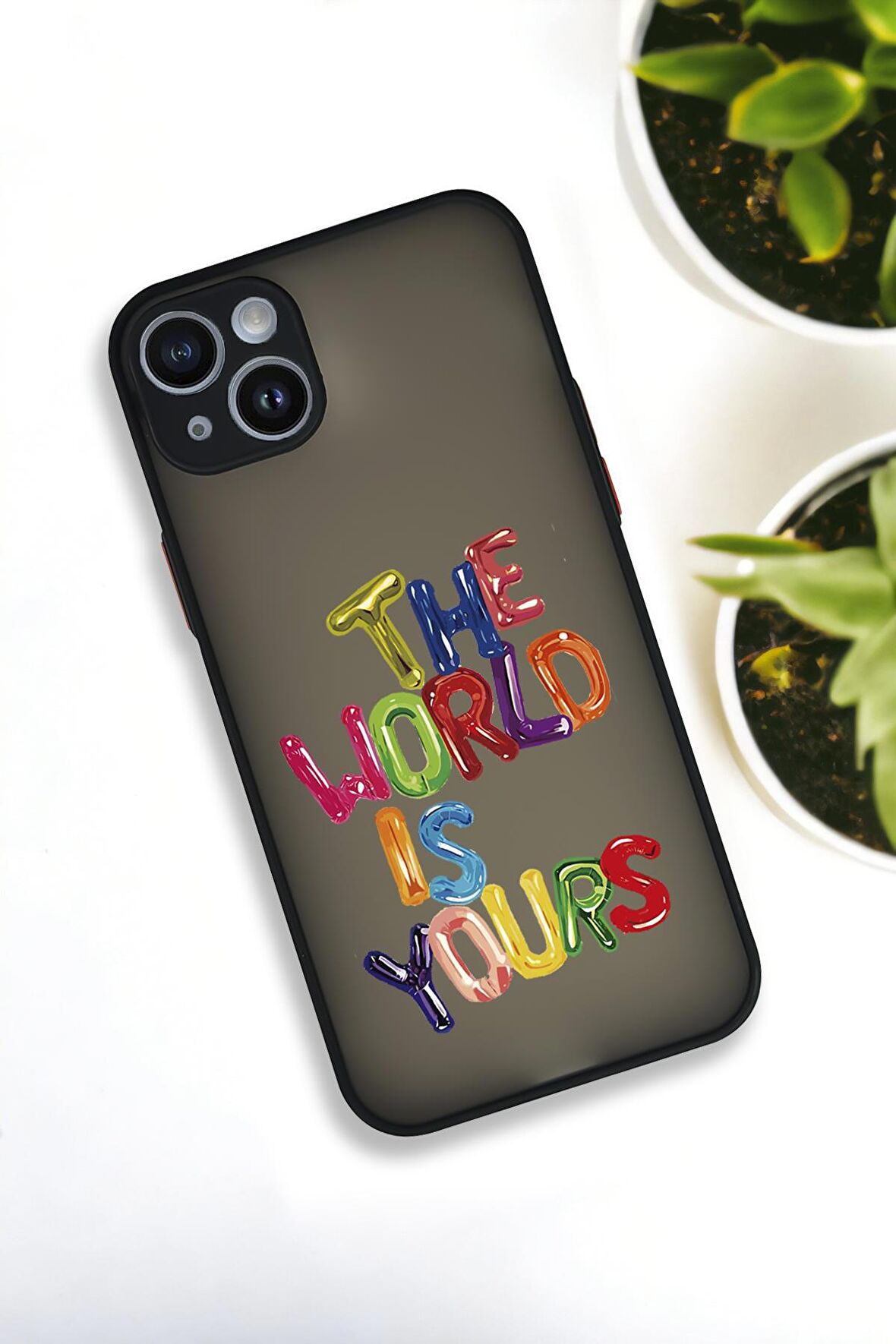 iPhone 14 Plus Uyumlu The World Desenli Buzlu Şeffaf Lüx Telefon Kılıfı