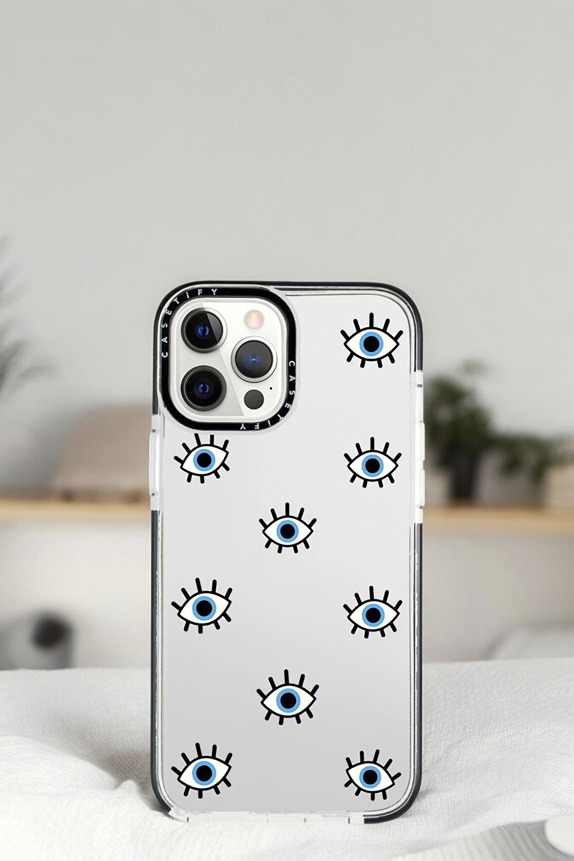 iPhone 14 Pro Max Nazar Gözler Desenli Casetify Darbe Emci Silikonlu Telefon Kılıfı