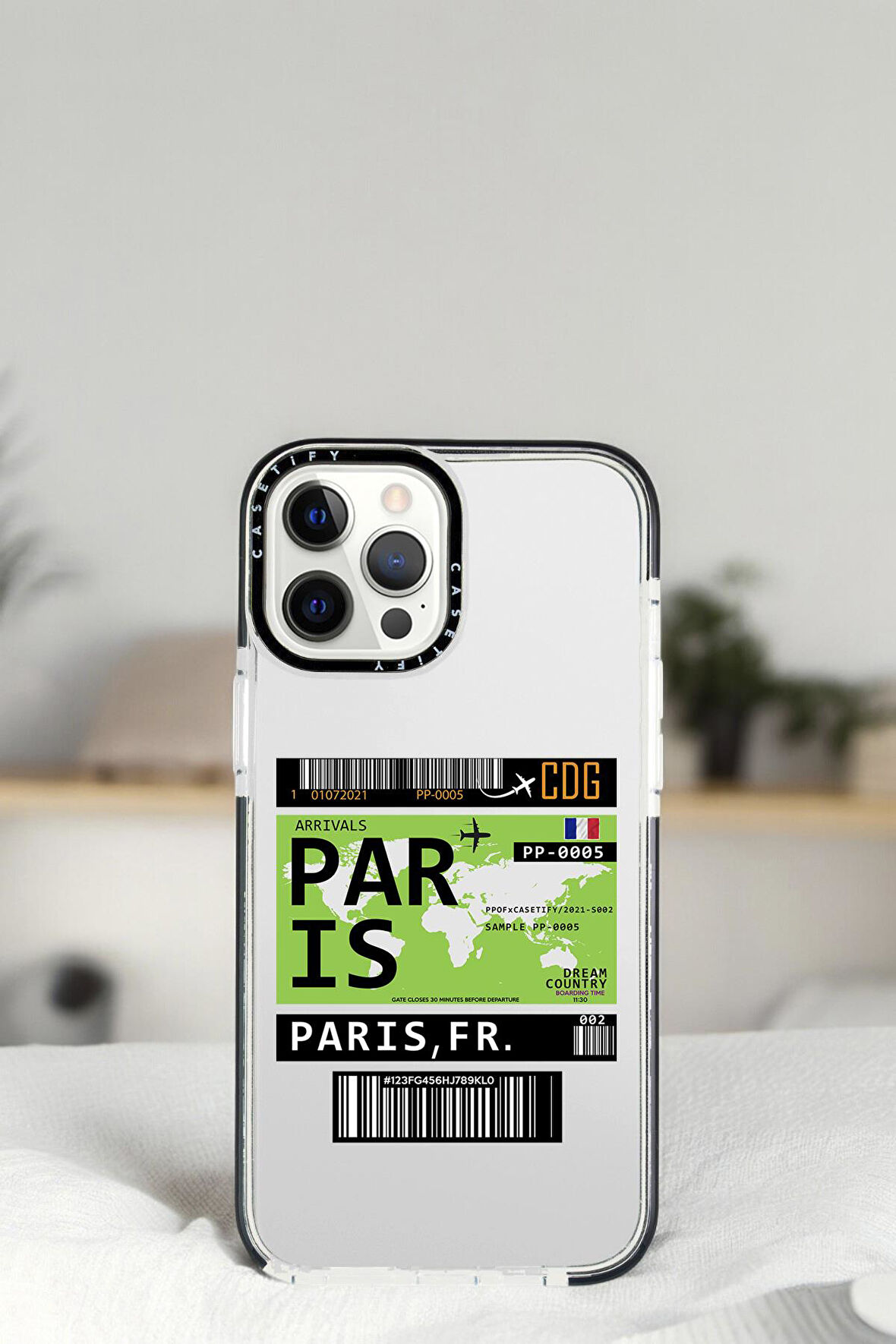 iPhone 14 Pro Max Paris Ticket Desenli Casetify Darbe Emci Silikonlu Telefon Kılıfı