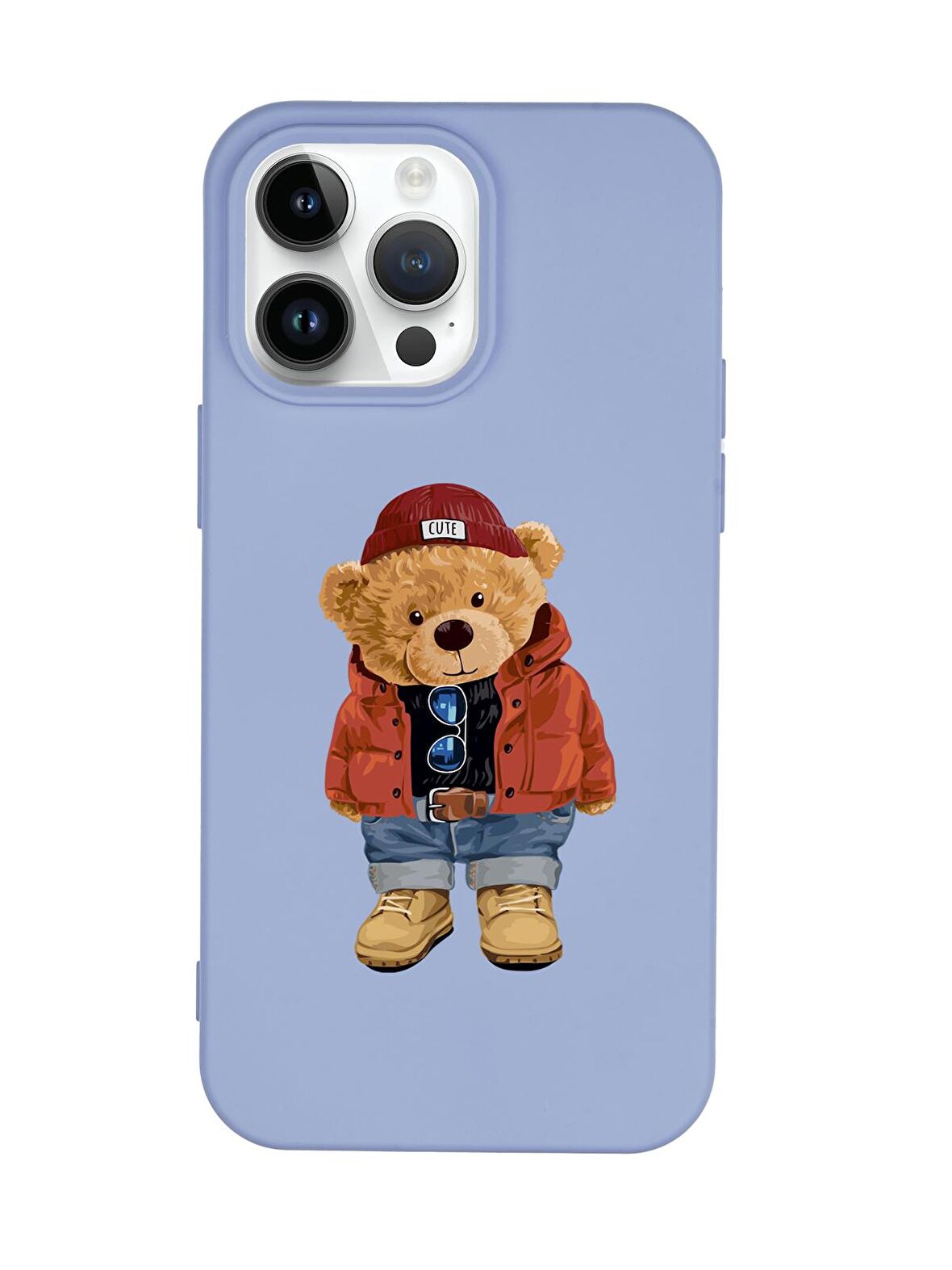 iPhone 14 Pro Max Uyumlu Teddy Bear Desenli Premium Silikonlu Lansman Telefon Kılıfı