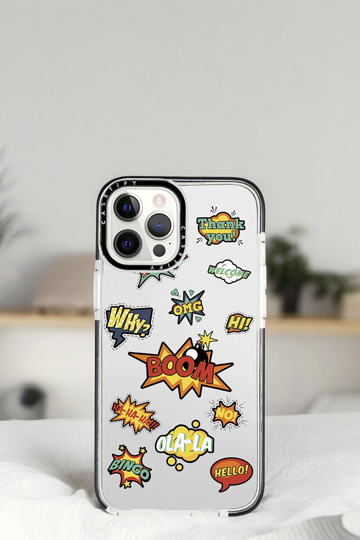 iPhone 14 Pro Stickers Desenli Casetify Darbe Emci Silikonlu Telefon Kılıfı