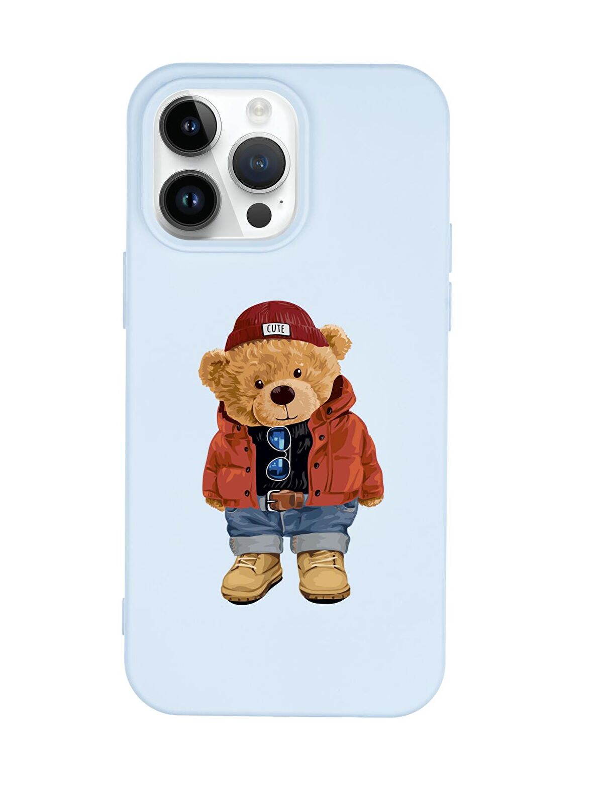 iPhone 14 Pro Uyumlu Teddy Bear Desenli Premium Silikonlu Lansman Telefon Kılıfı