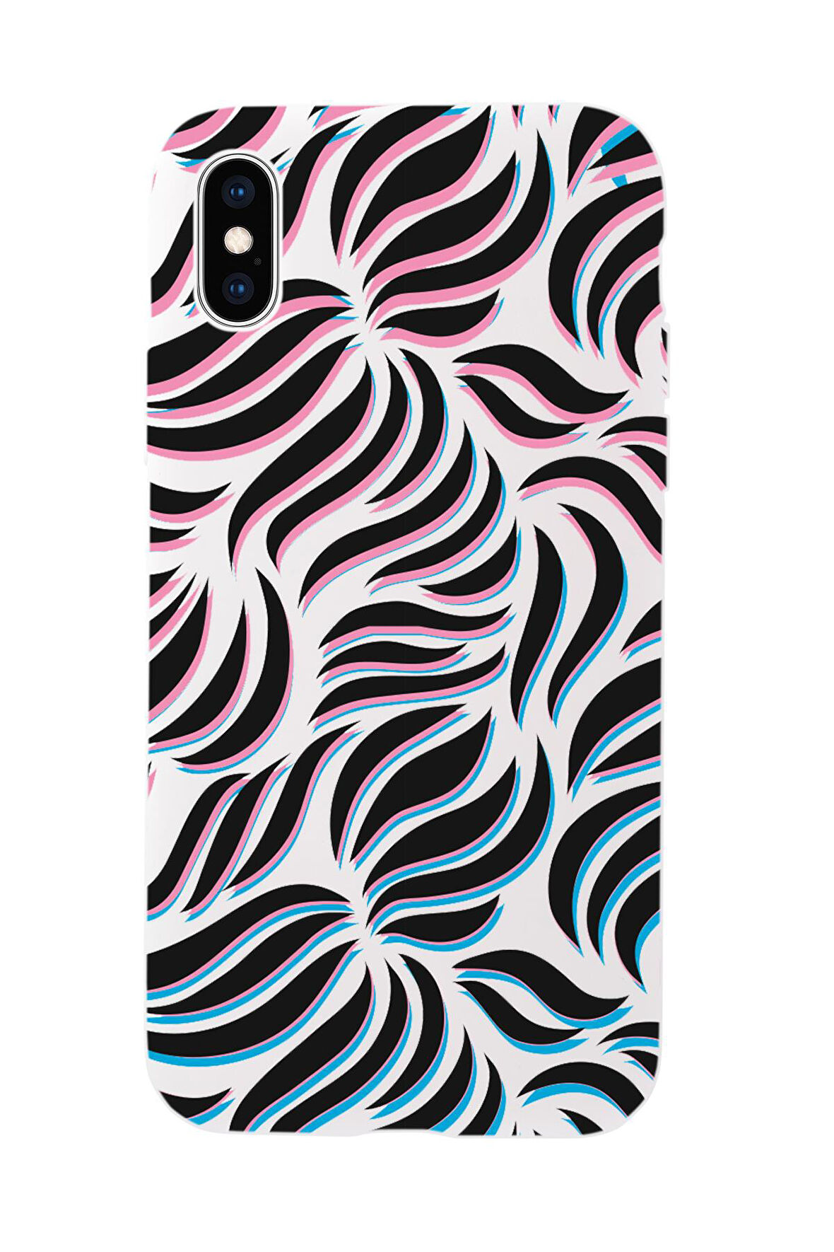 iPhone XS Uyumlu Color Wave Desenli Premium Silikonlu Telefon Kılıfı